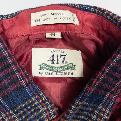 [メンズM] 90〜00年代 VAN HEUSEN/ヴァンヒューゼン 長袖シャツ チェック ボタンダウン 裏地付き