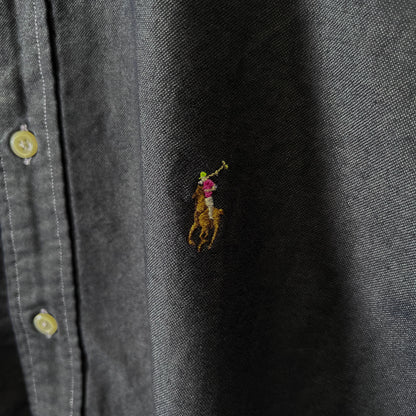 [メンズ3XL] 00年代 Ralph Lauren/ラルフローレン 半袖シャツ 黒染め