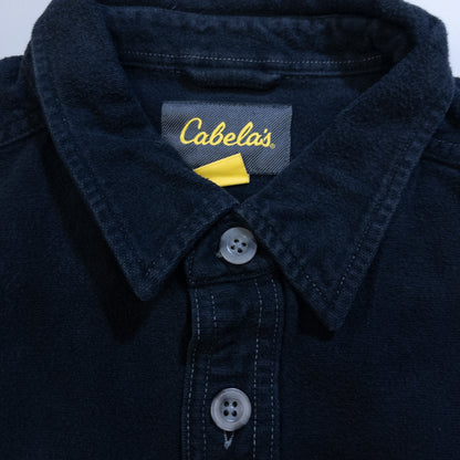 [メンズXL] 00年代 Cabela's/カベラス ネルシャツ シャモアシャツ 黒染め