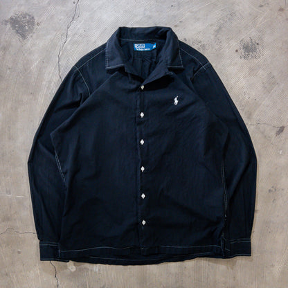 [メンズM] 90〜00年代 Polo by Ralph Lauren/ポロバイラルフローレン 長袖シャツ 開襟シャツ 黒染め