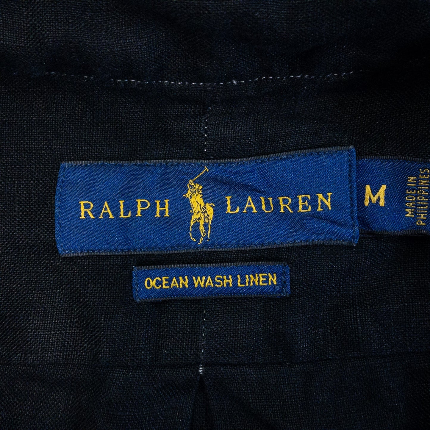 [メンズL] 00年代 Ralph Lauren/ラルフローレン 長袖シャツ リネンシャツ 黒染め