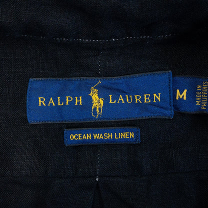 [メンズL] 00年代 Ralph Lauren/ラルフローレン 長袖シャツ リネンシャツ 黒染め