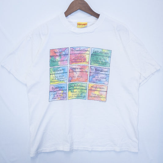 [メンズL] Tシャツ ホワイト宗派 宗教 メッセージT