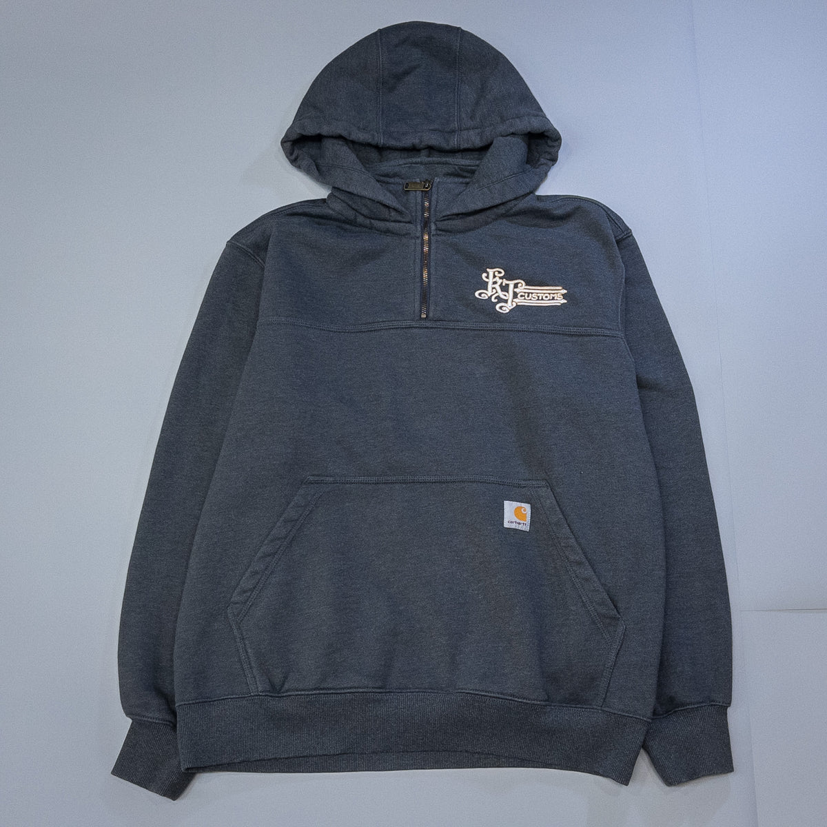 [メンズXL] 00年代 Carhartt/カーハート パーカー LOOSE FIT ハーフジップ 企業