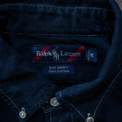 [メンズM] 90〜00年代 Ralph Lauren/ラルフローレン 長袖シャツ BIG SHIRT 黒染め