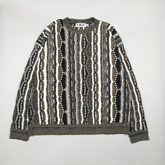 [メンズXL] 90年代 LAVANE NEW YORK ニット セーター USA製 3Dニット
