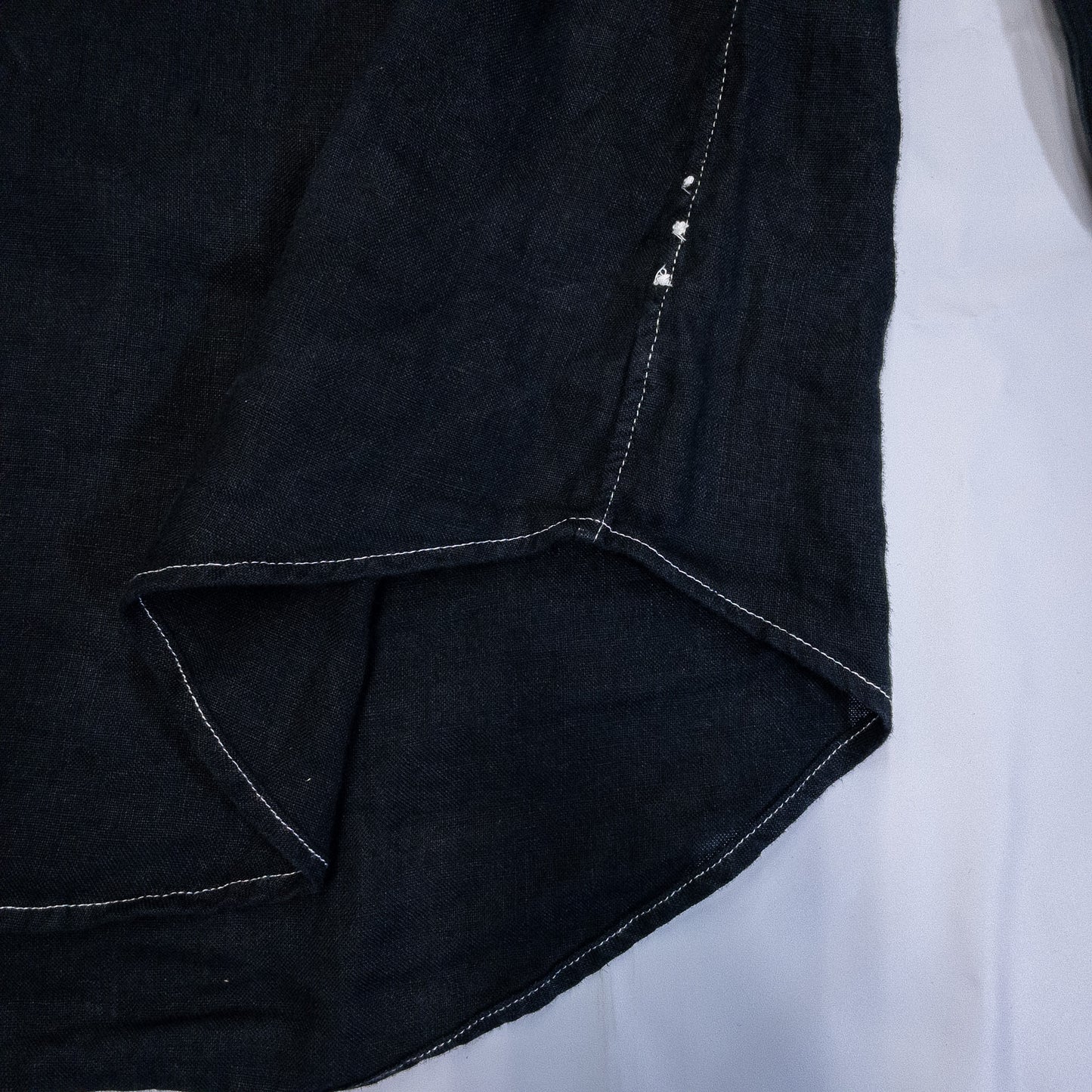 [メンズL] 00年代 Ralph Lauren/ラルフローレン 長袖シャツ リネンシャツ 黒染め