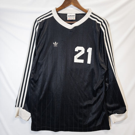 フットボール ゲームシャツ XL ブラック Vネック 3ストライプ adidas/アディダス