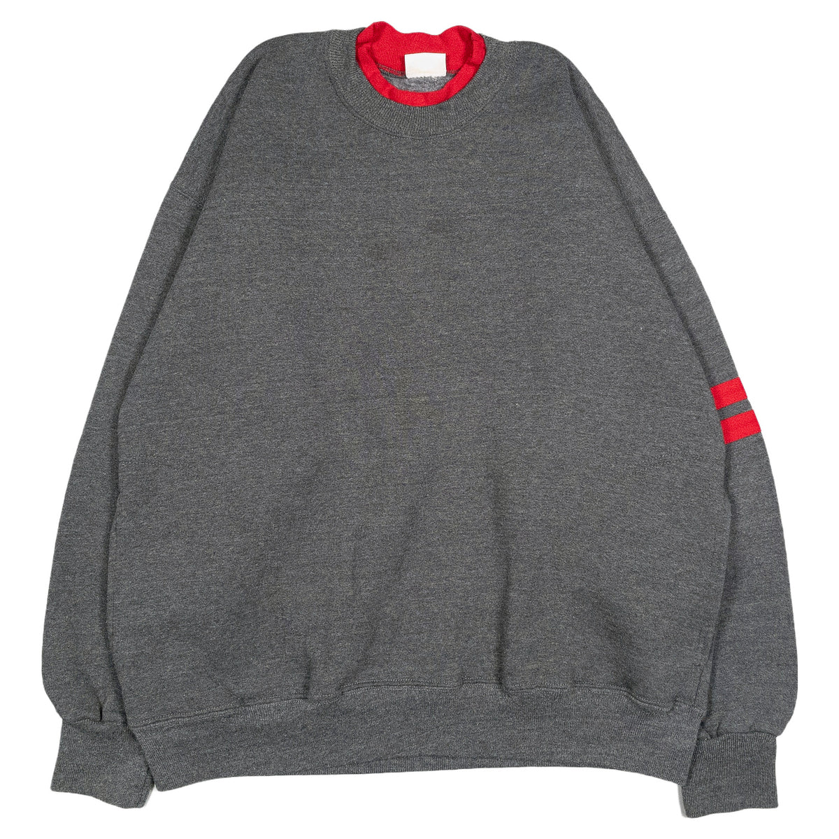 [メンズL] 80〜90年代 BASSETT-WALKER スウェット トレーナー Sturdy Sweats ラインスリーブスウェット スラッシュポケット 無地