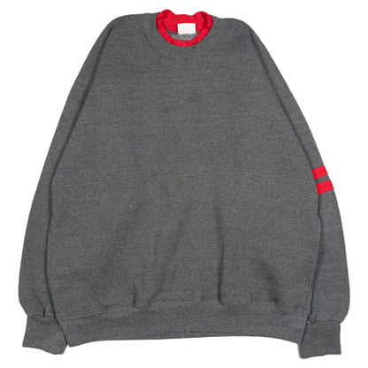[メンズL] 80〜90年代 BASSETT-WALKER スウェット トレーナー Sturdy Sweats ラインスリーブスウェット スラッシュポケット 無地