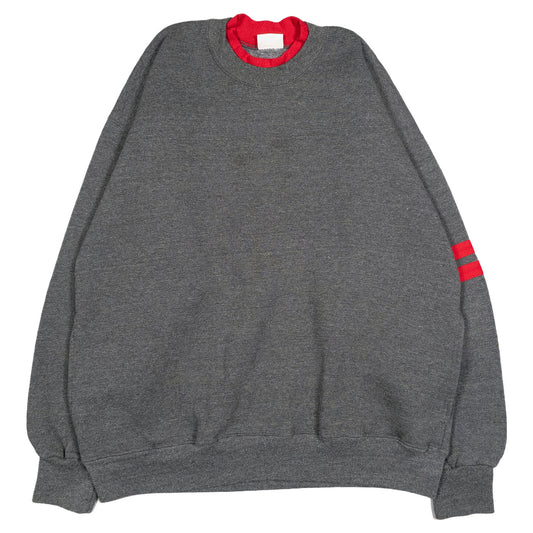 [メンズL] 80〜90年代 BASSETT-WALKER スウェット トレーナー Sturdy Sweats ラインスリーブスウェット スラッシュポケット 無地