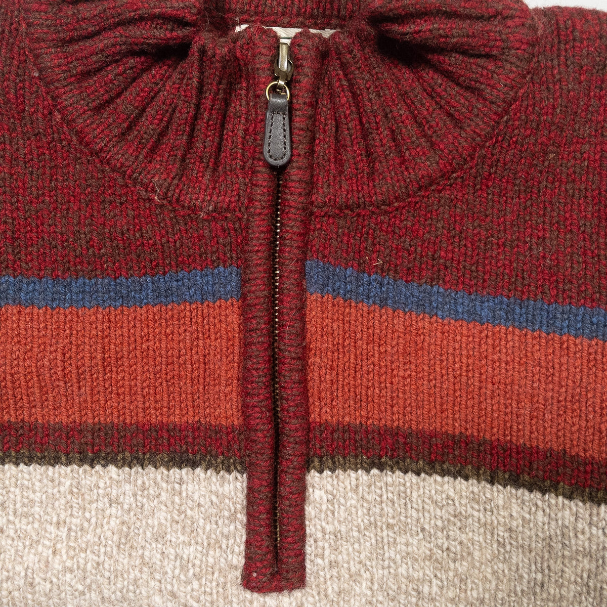 [メンズXL] 90〜00年代 L.L.Bean/エルエルビーン ニット セーター マルチボーダー ハーフジップニット ラムウール