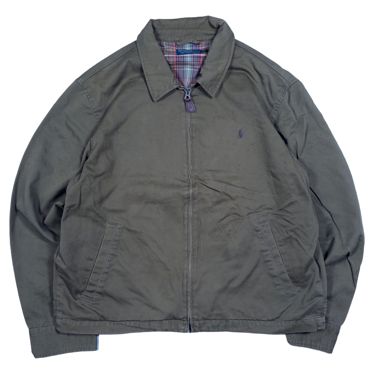 [メンズXL] 90〜00年代 Polo by Ralph Lauren/ポロバイラルフローレン スイングトップ 裏地チェック スポーツジャケット