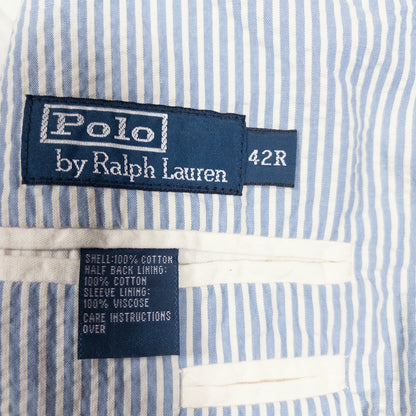 [メンズM] 90〜00年代 Polo by Ralph Lauren/ポロバイラルフローレン テーラードジャケット シアサッカー ストライプ 3つボタン
