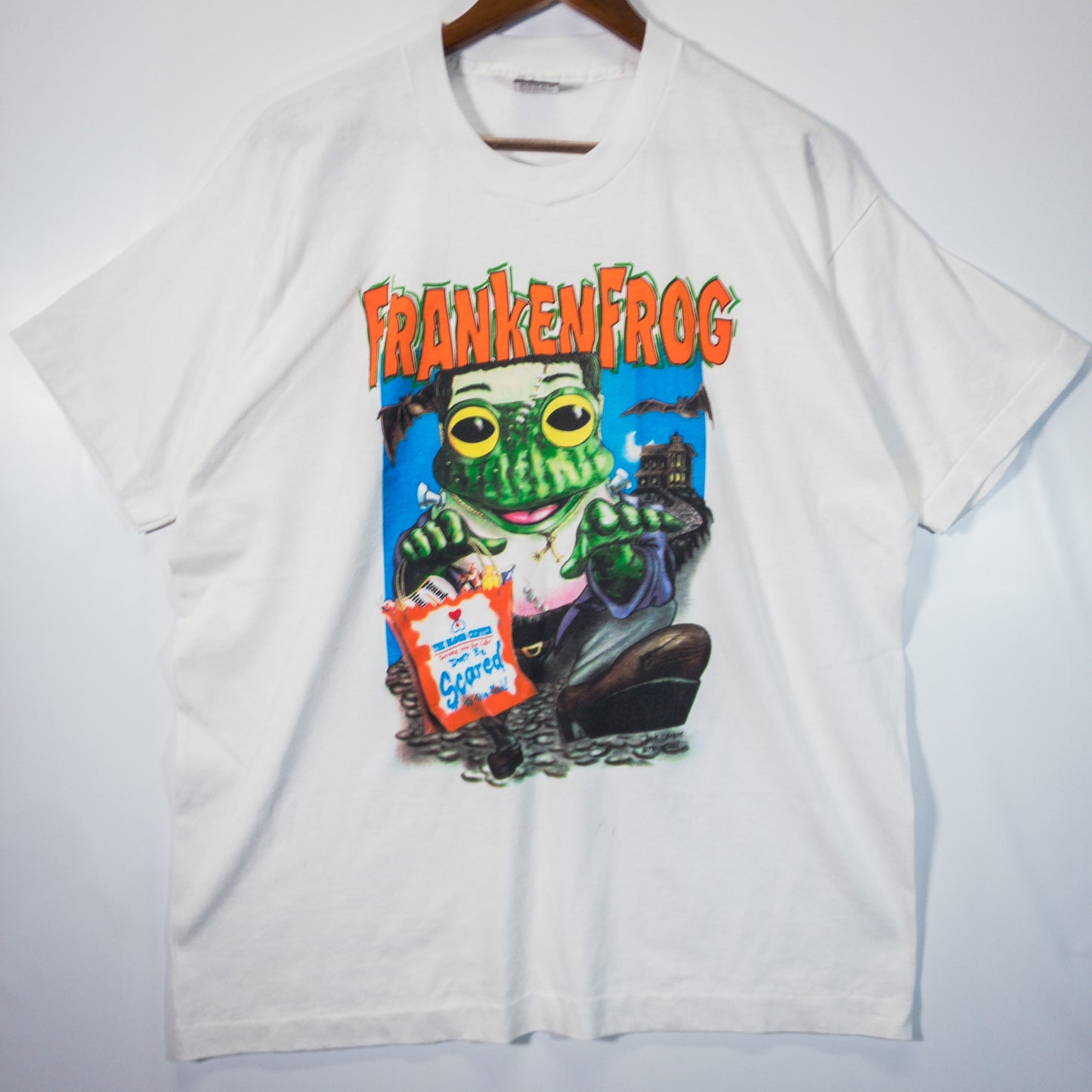 FRANKENFROG Tシャツ XL ホワイト プリント Fruit of the Loom/フルーツオブザルーム