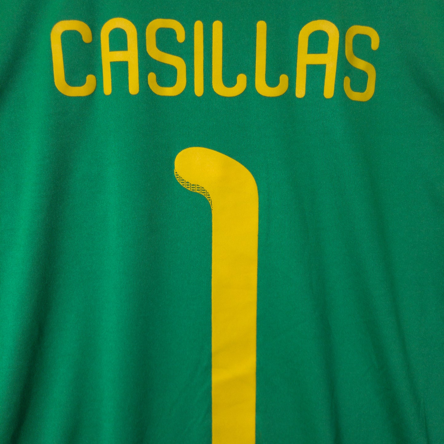 サッカーユニフォーム スペイン代表 カシージャス L グリーン 胸元エンブレム 刺繍ロゴ adidas/アディダス