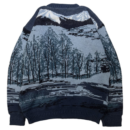 [メンズXXL] 90〜00年代 J.B.BUCK Casuals ニット セーター 総柄 ヘンリーネック
