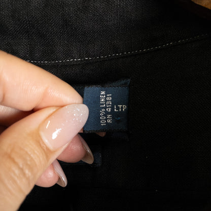 [メンズXXL] 90〜00年代 Polo by Ralph Lauren/ポロバイラルフローレン 長袖シャツ リネンシャツ 黒染め