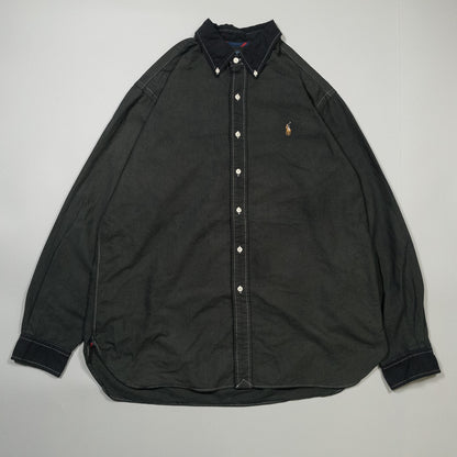 [メンズXXL] 90〜00年代 Ralph Lauren/ラルフローレン 長袖シャツ CLASSIC FIT 黒染め