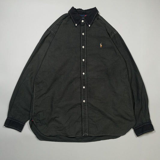 [メンズXXL] 90〜00年代 Ralph Lauren/ラルフローレン 長袖シャツ CLASSIC FIT 黒染め