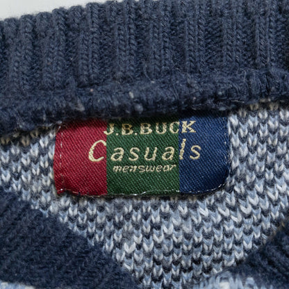 [メンズXXL] 90〜00年代 J.B.BUCK Casuals ニット セーター 総柄 ヘンリーネック