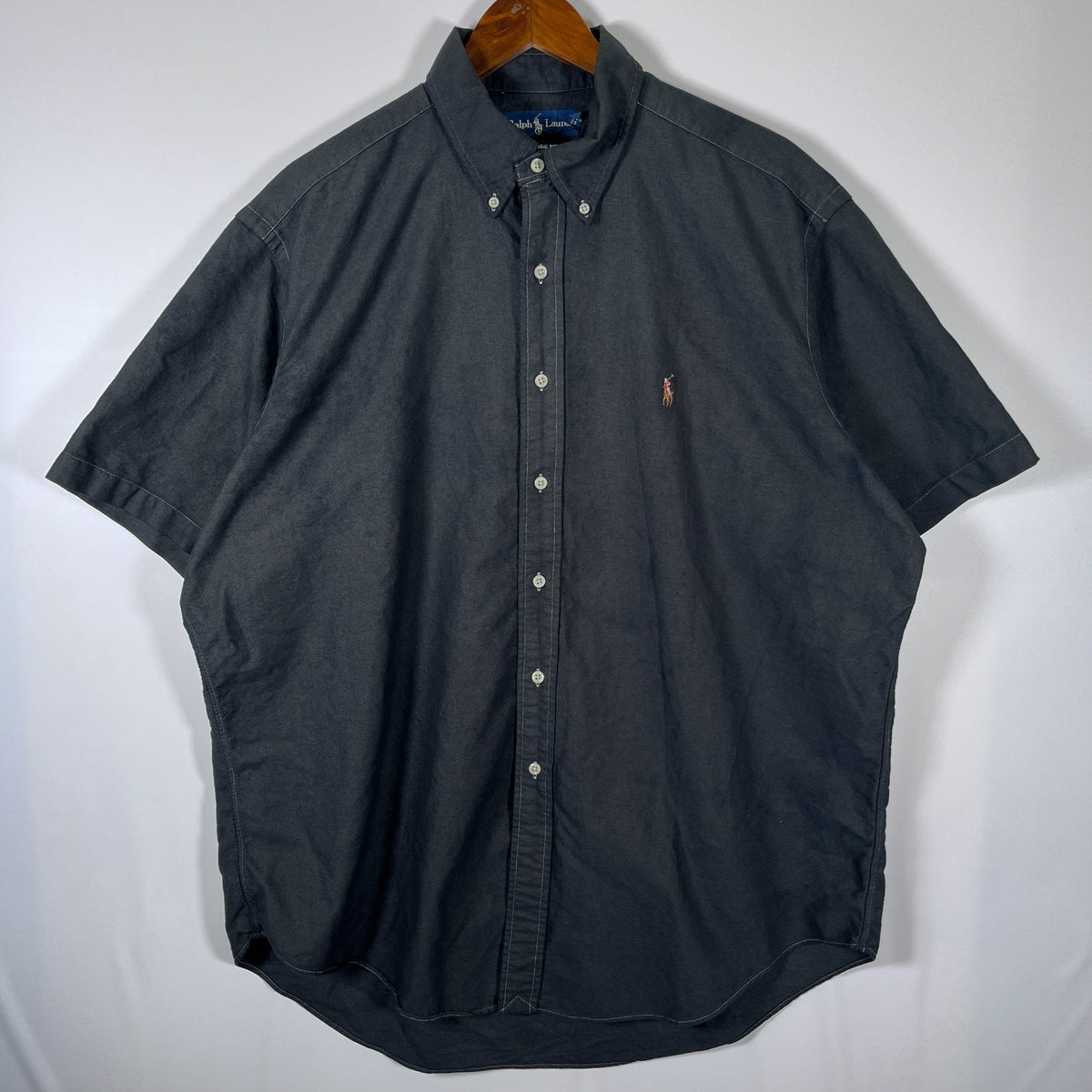 [メンズ3XL] 00年代 Ralph Lauren/ラルフローレン 半袖シャツ 黒染め