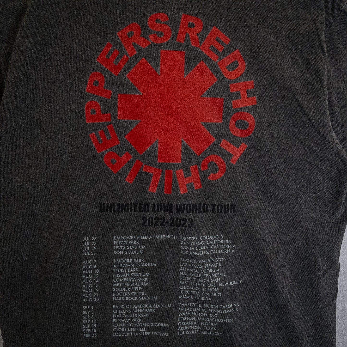 Red Hot Chili Peppers レッドホットチリペッパーズ バンド ツアーTシャツ S チャコール