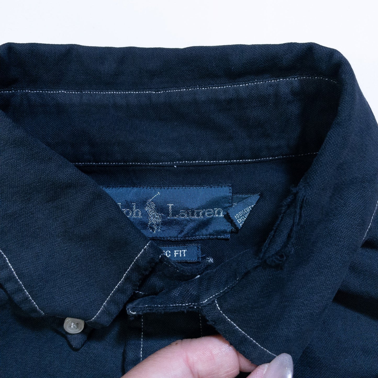[メンズXL] 00年代 Ralph Lauren/ラルフローレン 長袖シャツ 黒染め