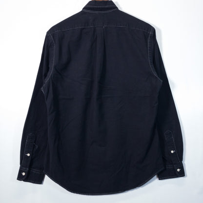 [黒染め] Deep Black 長袖シャツ L ブラック ボタンダウン SLIM FIT Ralph Lauren/ラルフローレン