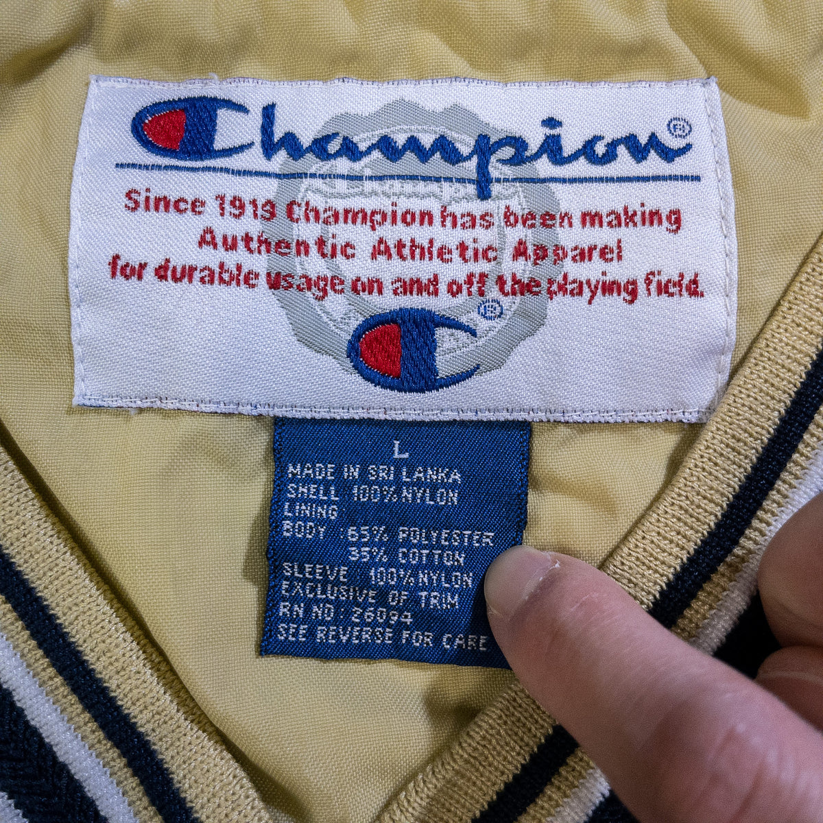 [メンズXXL] 90〜00年代 Champion/チャンピオン ナイロンジャケット Vネックナイロンプルオーバー DUKE カレッジ