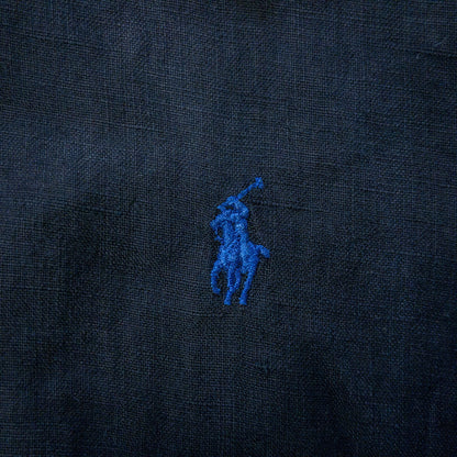 [メンズXXL] 00年代 Ralph Lauren/ラルフローレン ワイシャツ CUSTOM FIT リネンシャツ 黒染め