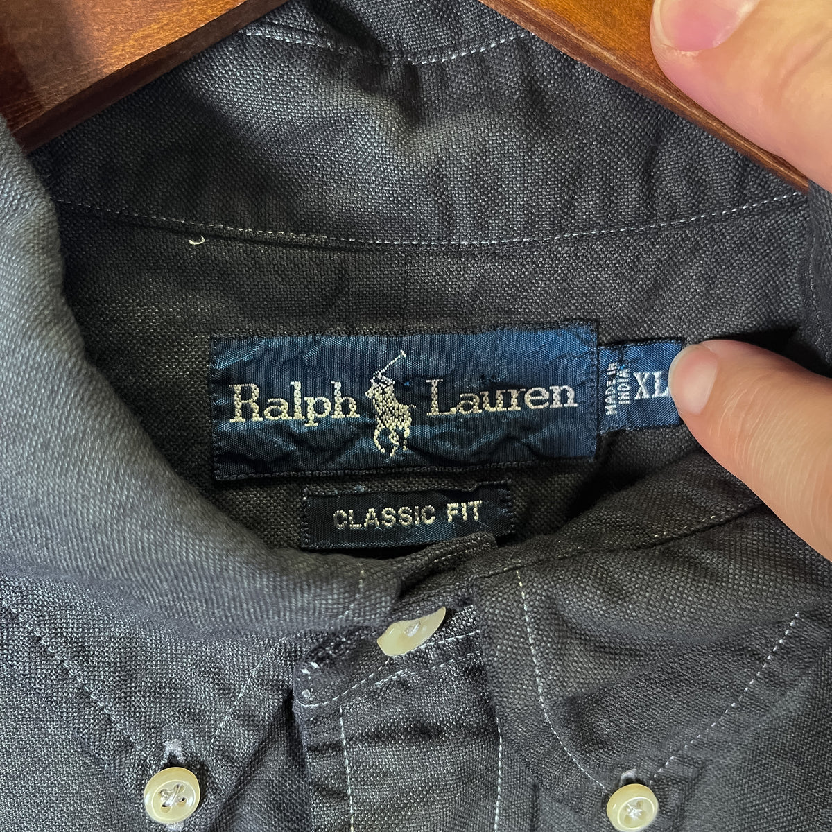 [メンズ3XL] 00年代 Ralph Lauren/ラルフローレン 半袖シャツ 黒染め