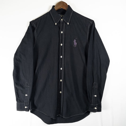 [メンズS] 00年代 Polo Ralph Lauren/ポロラルフローレン 長袖シャツ 黒染め