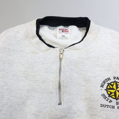 [メンズ3XL] 90年代 College House/カレッジハウス スウェット トレーナー ハーフジップ 企業ロゴ ビッグサイズ