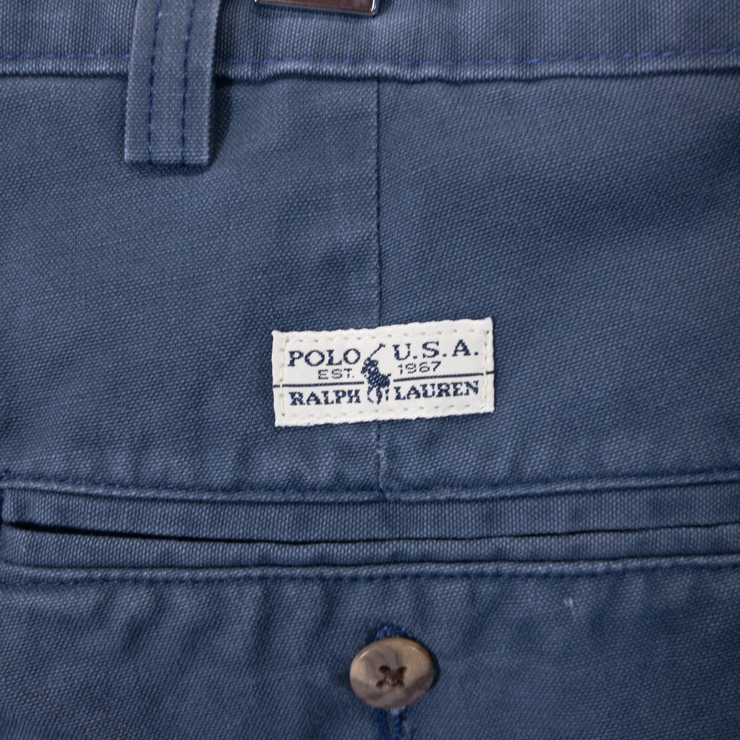 チノショーツ W34 ネイビー ツータック POLO U.S.A.ロゴパッチ Ralph Lauren/ラルフローレン