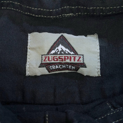[メンズXXL] 90〜00年代 ZUGSPITZ 長袖シャツ チロリアンシャツ 黒染め