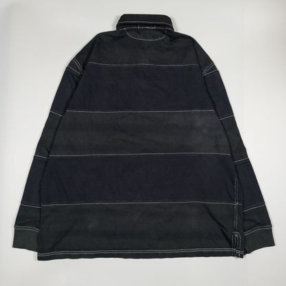 [メンズXL] 90〜00年代 Polo by Ralph Lauren/ポロバイラルフローレン 長袖Tシャツ ラガーシャツ ボーダー ビッグポニー 黒染め