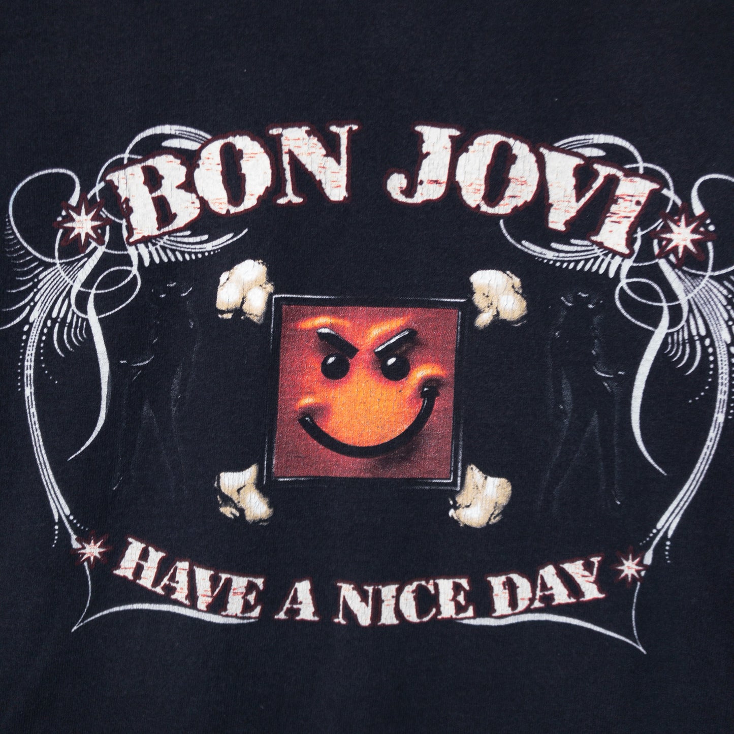 Bon Jovi ボン・ジョヴィ Tシャツ S ブラック バンドプリント Hanes/ヘインズ