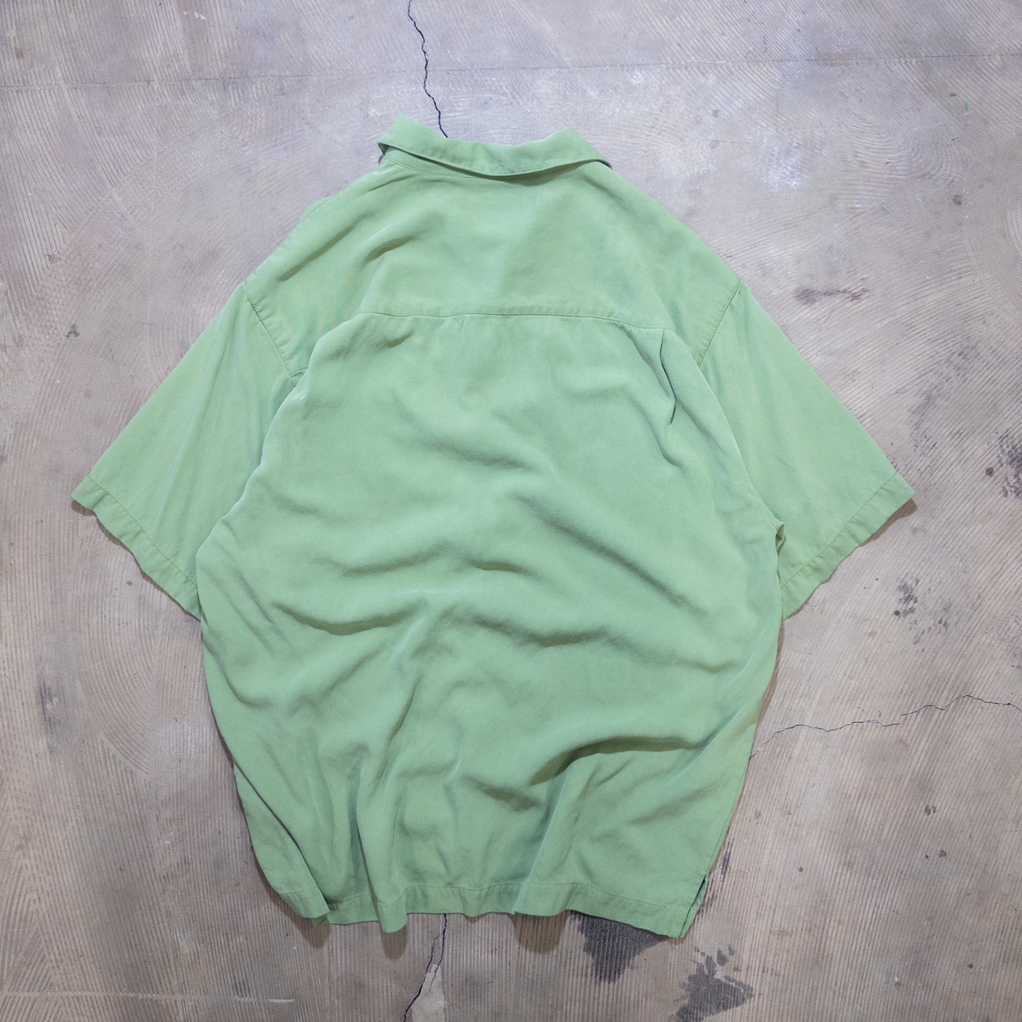 [メンズL] 90〜00年代 Tommy Bahama/トミーバハマ 半袖シャツ 無地 シルク 開襟
