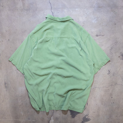 [メンズL] 90〜00年代 Tommy Bahama/トミーバハマ 半袖シャツ 無地 シルク 開襟