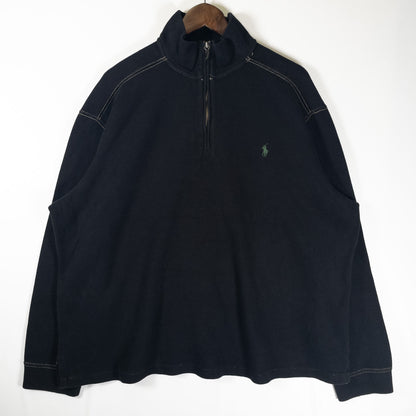 [メンズXXL] 90年代 Polo by Ralph Lauren/ポロバイラルフローレン ニット・セーター ハーフジップ 黒染め