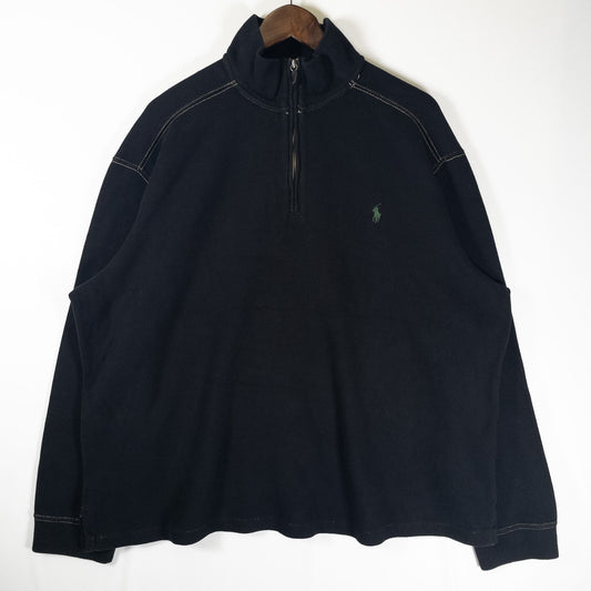 [メンズXXL] 90年代 Polo by Ralph Lauren/ポロバイラルフローレン ニット・セーター ハーフジップ 黒染め