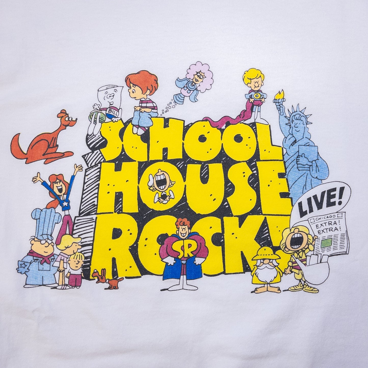 [メンズL] 90年代 Fruit of the Loom/フルーツオブザルーム Tシャツ SCHOOL HOUSE ROCK スクールハウスロック キャラクターT USA製