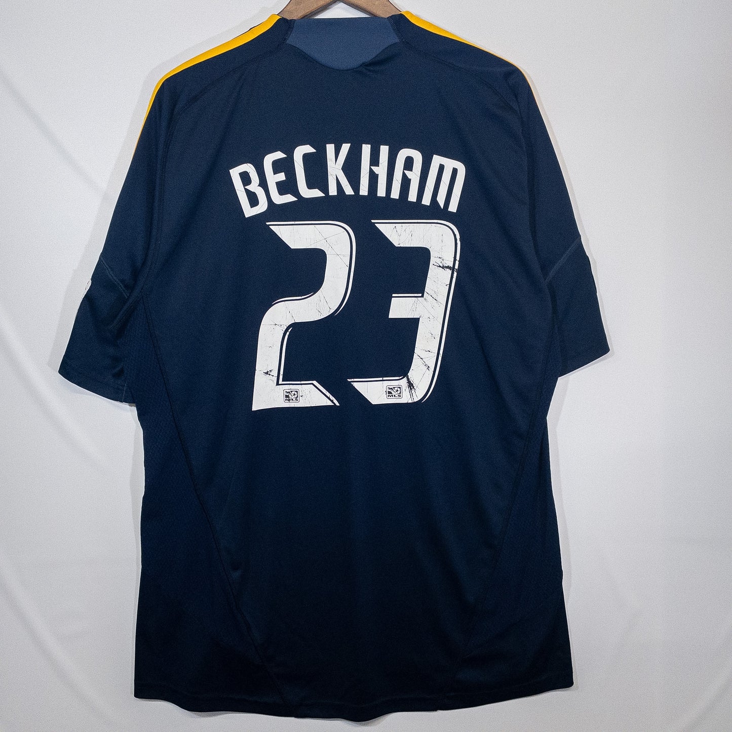 LA Galaxy ロサンゼルスギャラクシー ベッカム サッカーシャツ L ネイビー ロゴ刺繍 23バックプリント adidas/アディダス