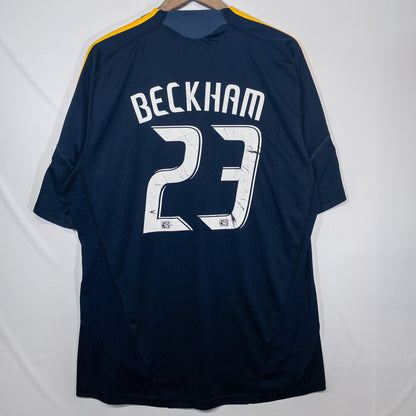 LA Galaxy ロサンゼルスギャラクシー ベッカム サッカーシャツ L ネイビー ロゴ刺繍 23バックプリント adidas/アディダス