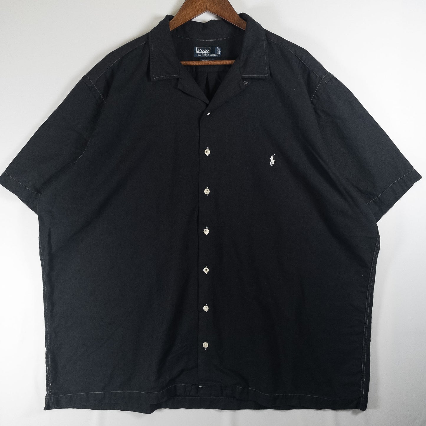[メンズ4XL以上] 90〜00年代 Polo by Ralph Lauren/ポロバイラルフローレン 半袖シャツ 開襟シャツ 黒染め
