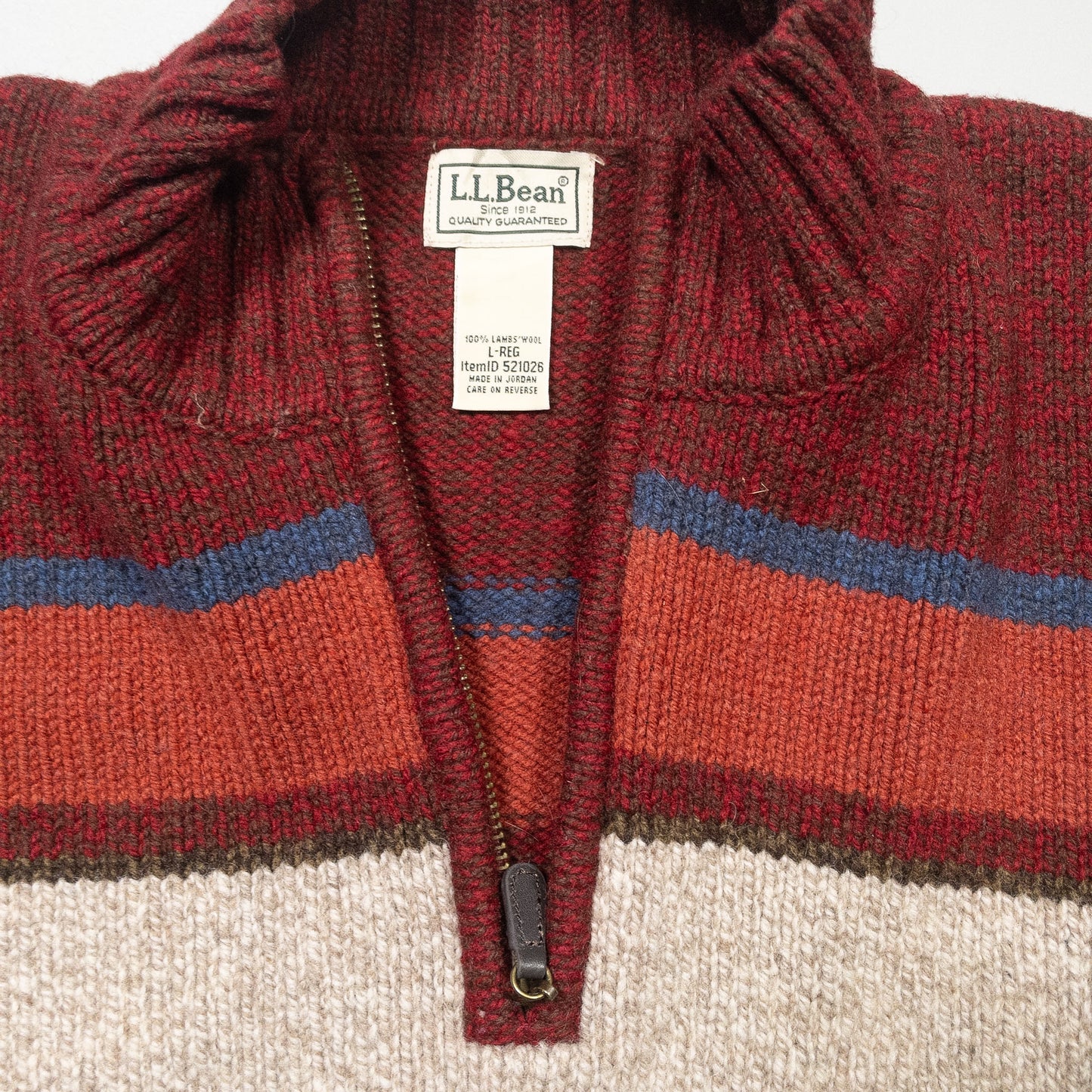 [メンズXL] 90〜00年代 L.L.Bean/エルエルビーン ニット セーター マルチボーダー ハーフジップニット ラムウール