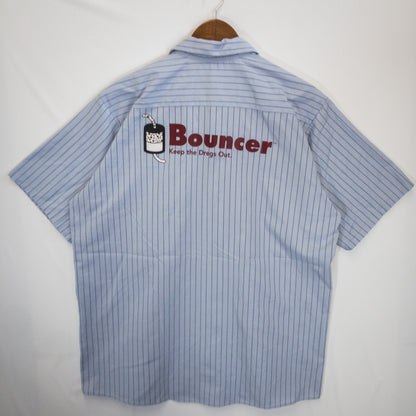 ワークシャツ XL ブルー ストライプ柄 ワッペン付き Red Kap/レッドキャップ