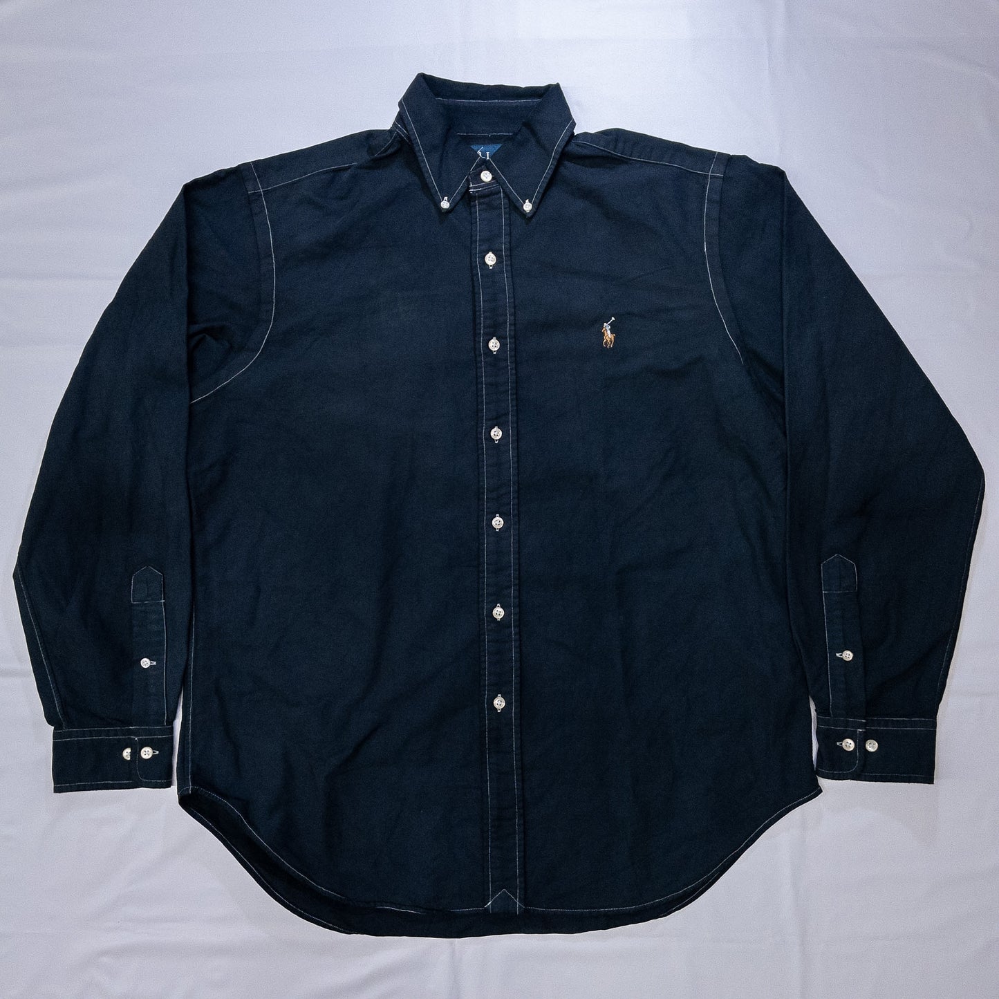 [メンズXL] 00年代 Ralph Lauren/ラルフローレン 長袖シャツ 黒染め