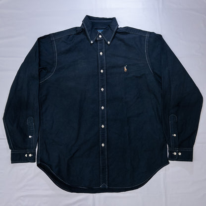 [メンズXL] 00年代 Ralph Lauren/ラルフローレン 長袖シャツ 黒染め